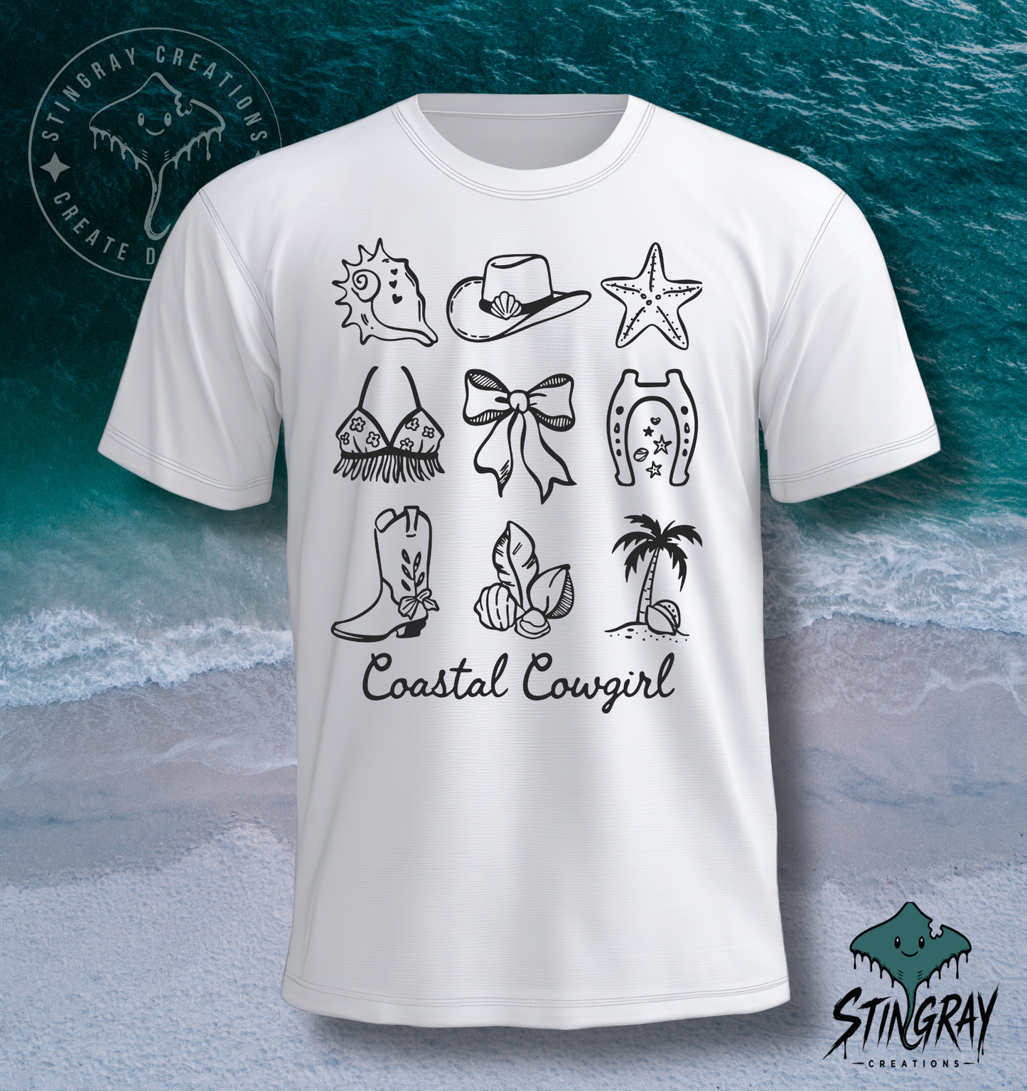 Coastal Cowgirl T Shirt | Western Beach Graphic Tee | Summer Cowgirl Shirt
