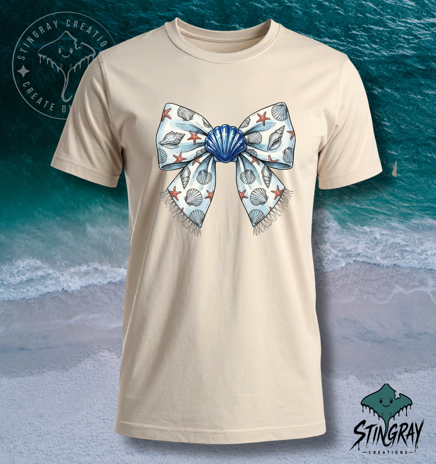 Seashell Bow Shirt | Coastal Bow Graphic Tee | Beach Aesthetic Summer T Shirt