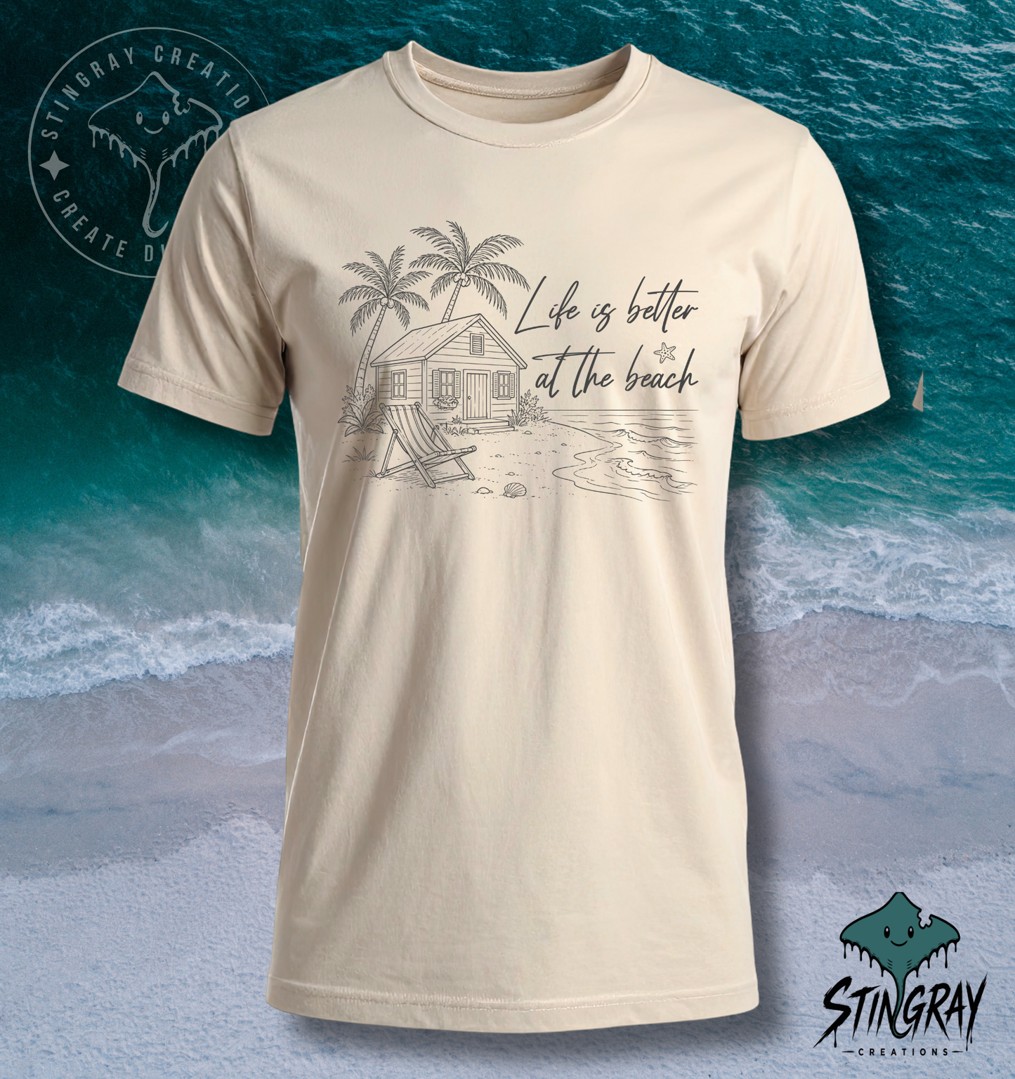 Life Is Better at the Beach T Shirt | Coastal Beach House Graphic Tee | Summer Beach Shirt
