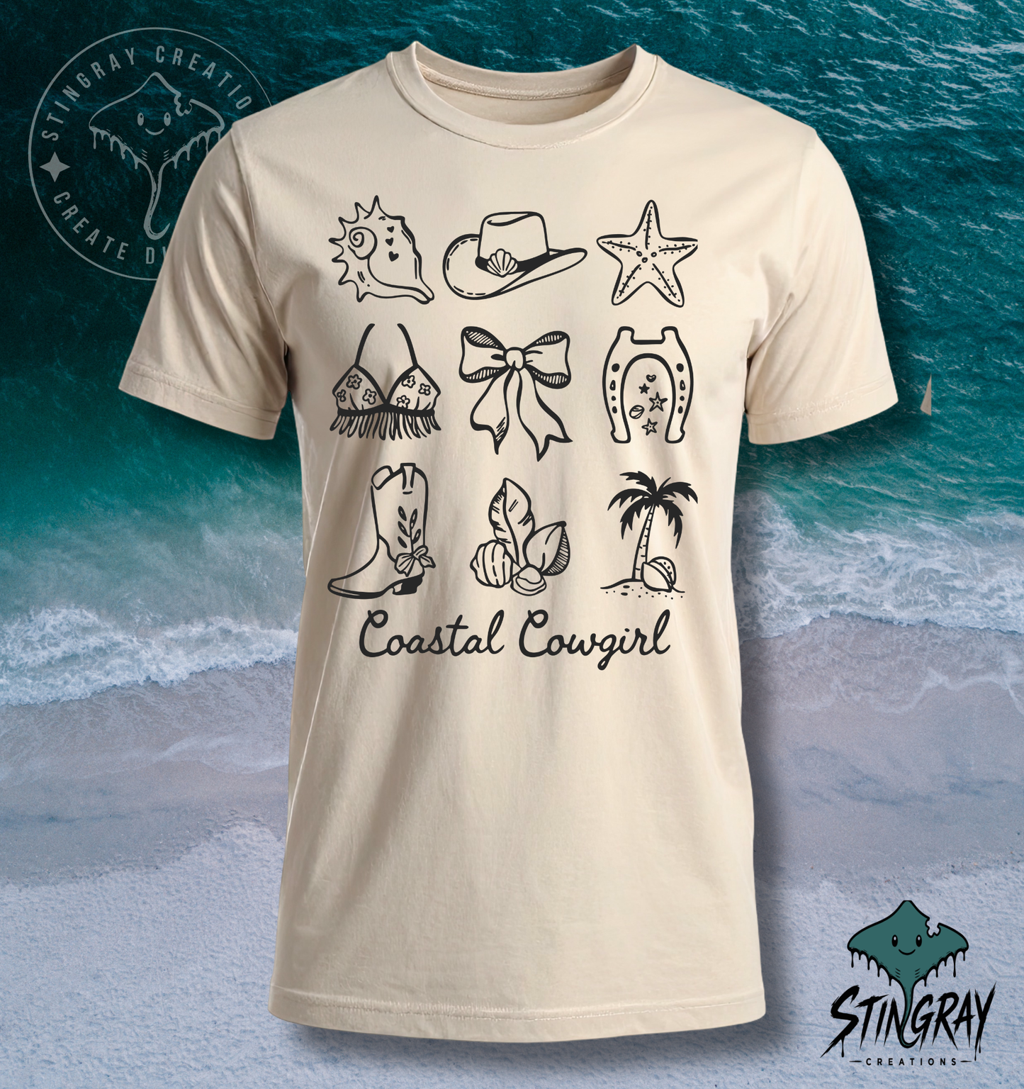 Coastal Cowgirl T Shirt | Western Beach Graphic Tee | Summer Cowgirl Shirt