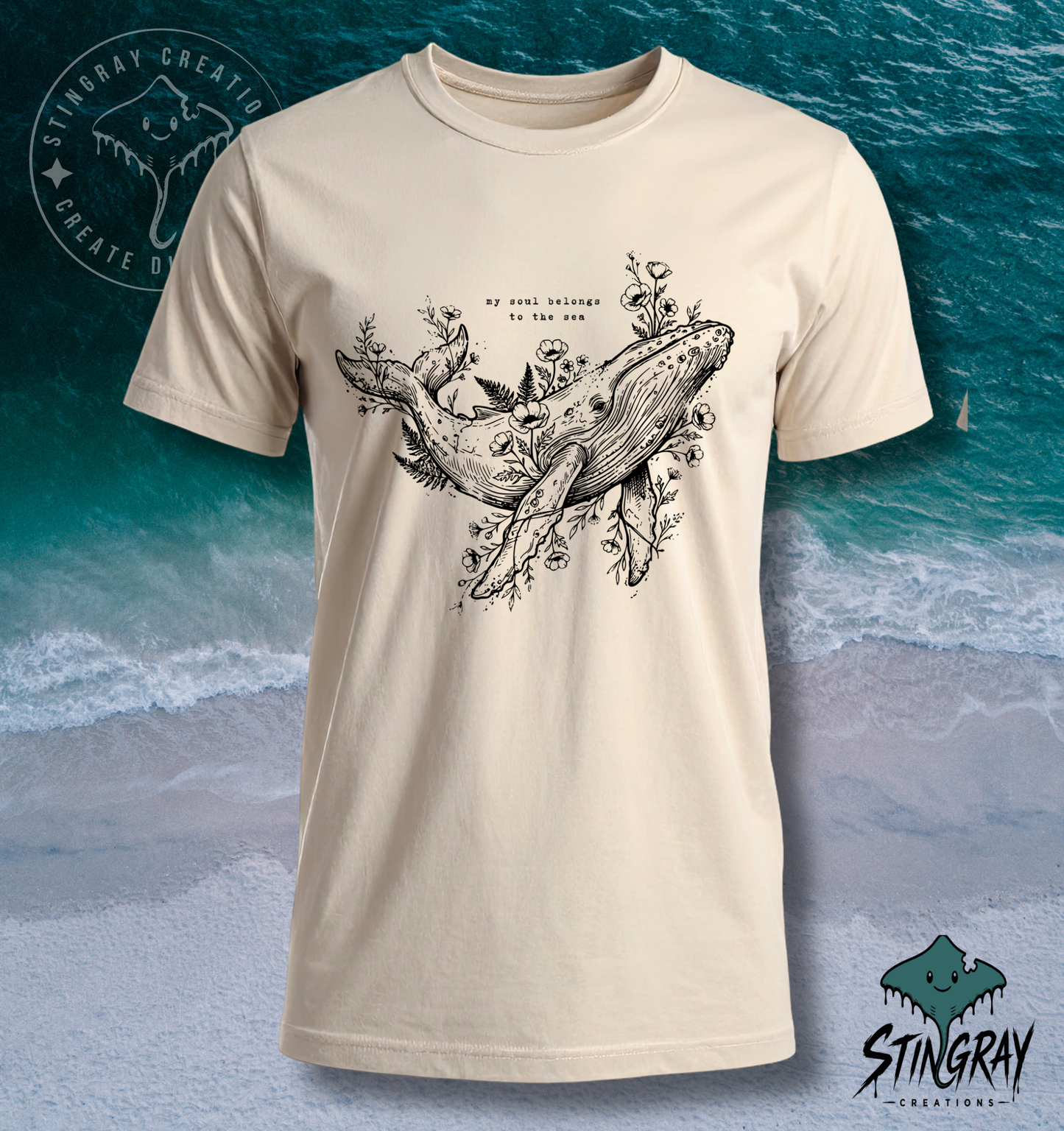 My Soul Belongs to the Sea Whale T Shirt | Ocean Lover Graphic Tee | Coastal Nature Shirt | Marine Life Apparel
