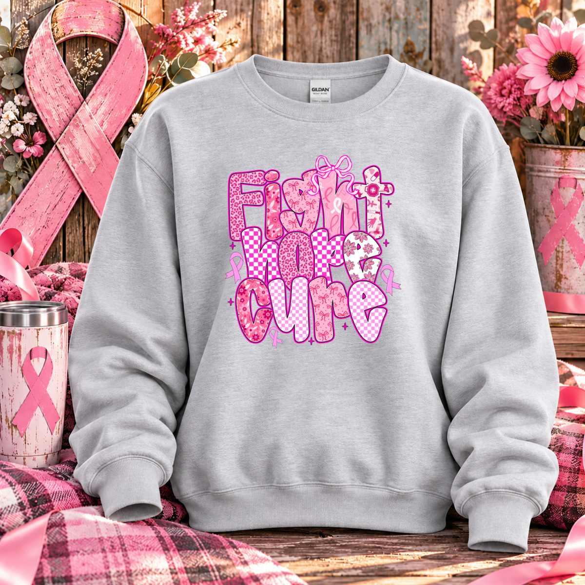 Fight Hope Cure Breast Cancer Awareness T-Shirt & Sweatshirt