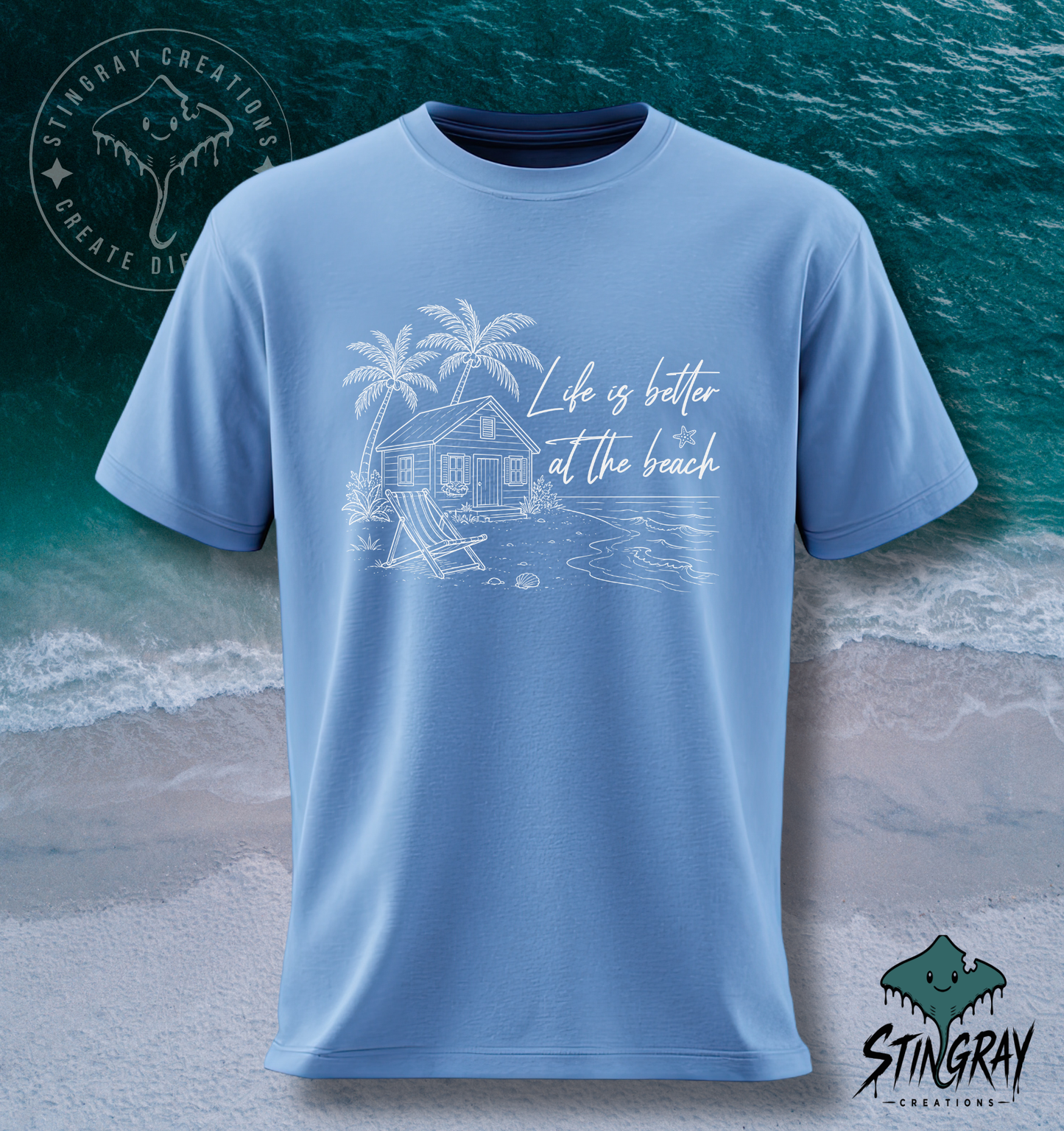 Life Is Better at the Beach T Shirt | Coastal Beach House Graphic Tee | Summer Beach Shirt
