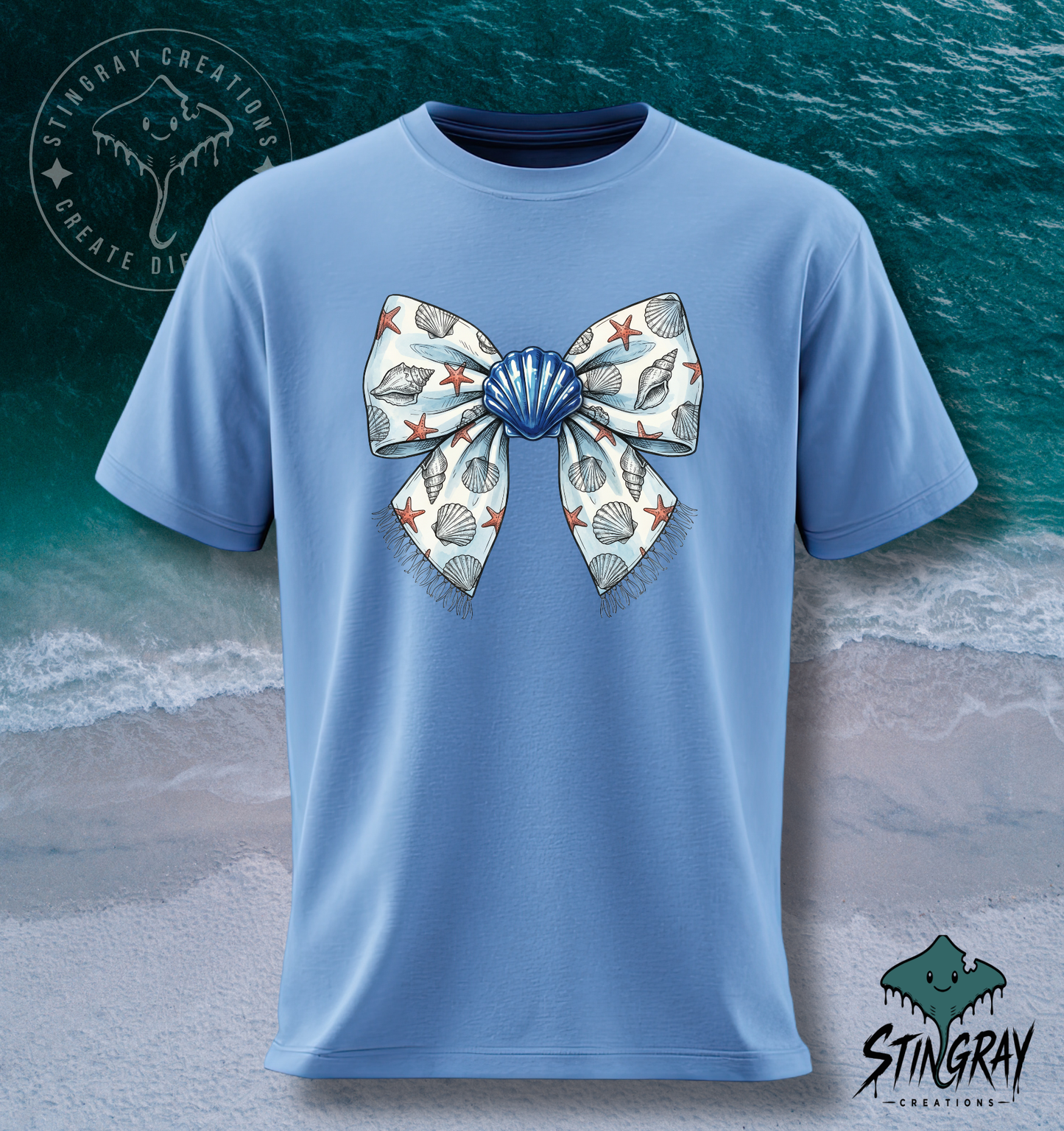 Seashell Bow Shirt | Coastal Bow Graphic Tee | Beach Aesthetic Summer T Shirt