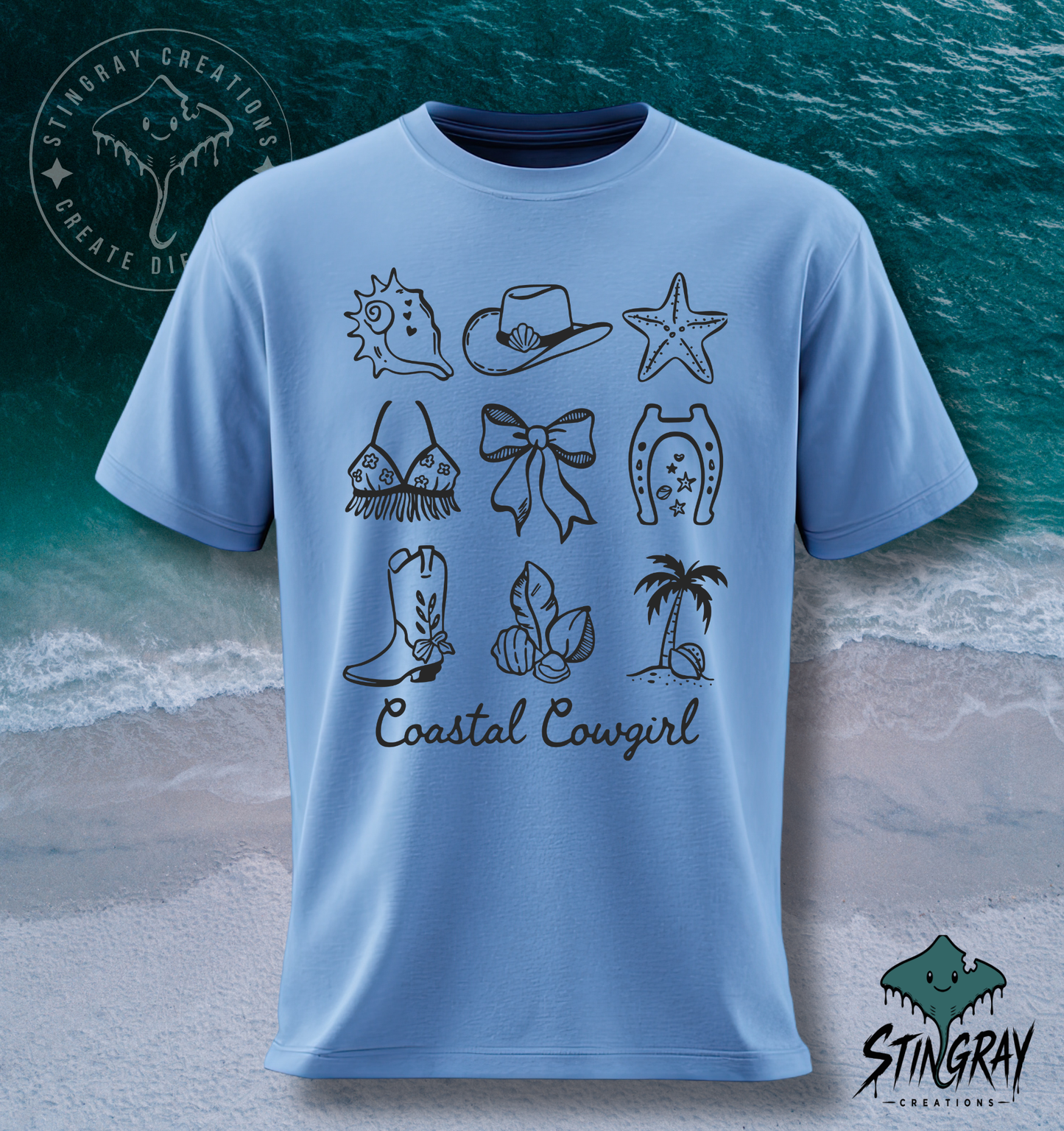 Coastal Cowgirl T Shirt | Western Beach Graphic Tee | Summer Cowgirl Shirt