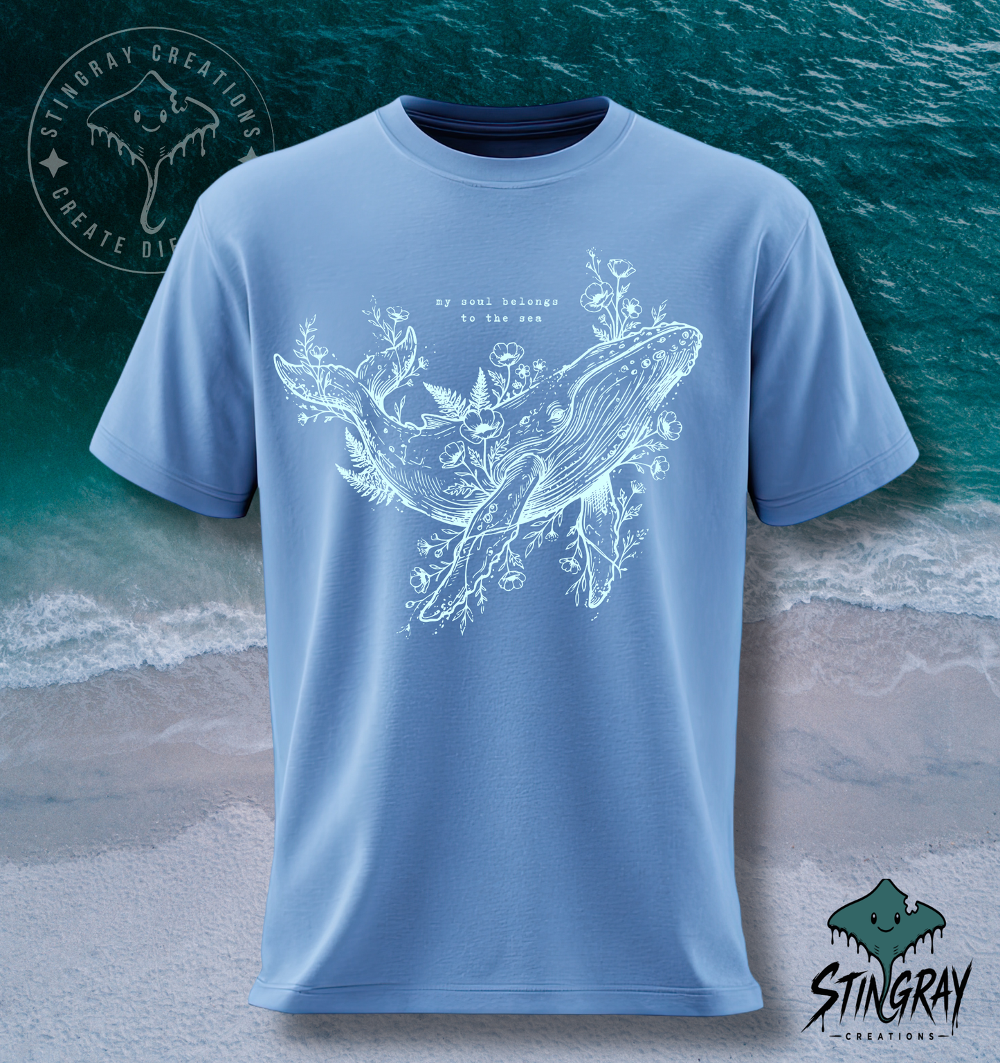 My Soul Belongs to the Sea Whale T Shirt | Ocean Lover Graphic Tee | Coastal Nature Shirt | Marine Life Apparel