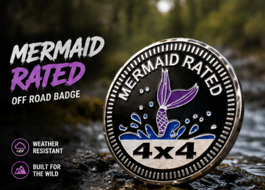 Mermaid Rated 4x4 Off Road Badge | Mermaid Jeep Badge for Beach Lovers & Adventure Seekers