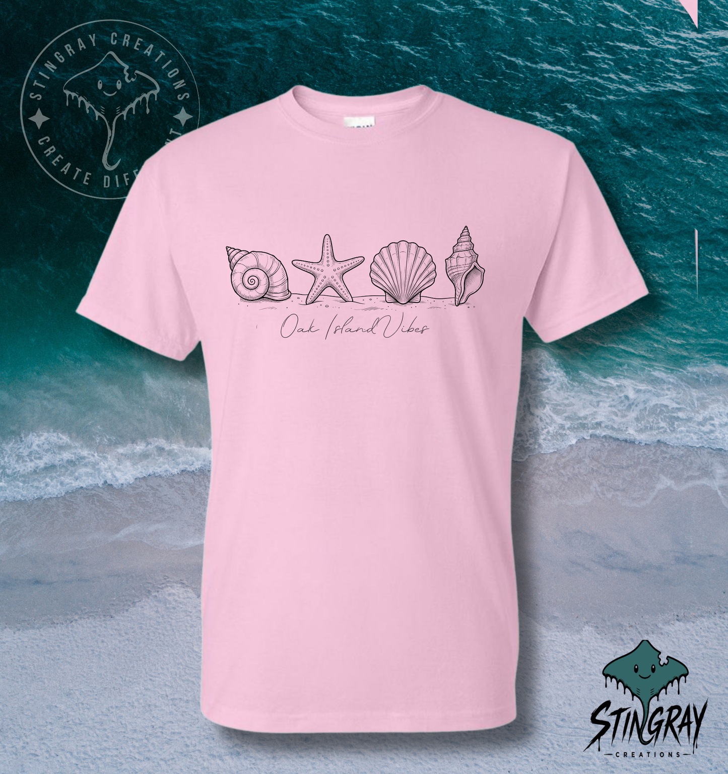 Oak Island Vibes Shirt | Coastal Seashell Graphic Tee | Beach Vacation T Shirt