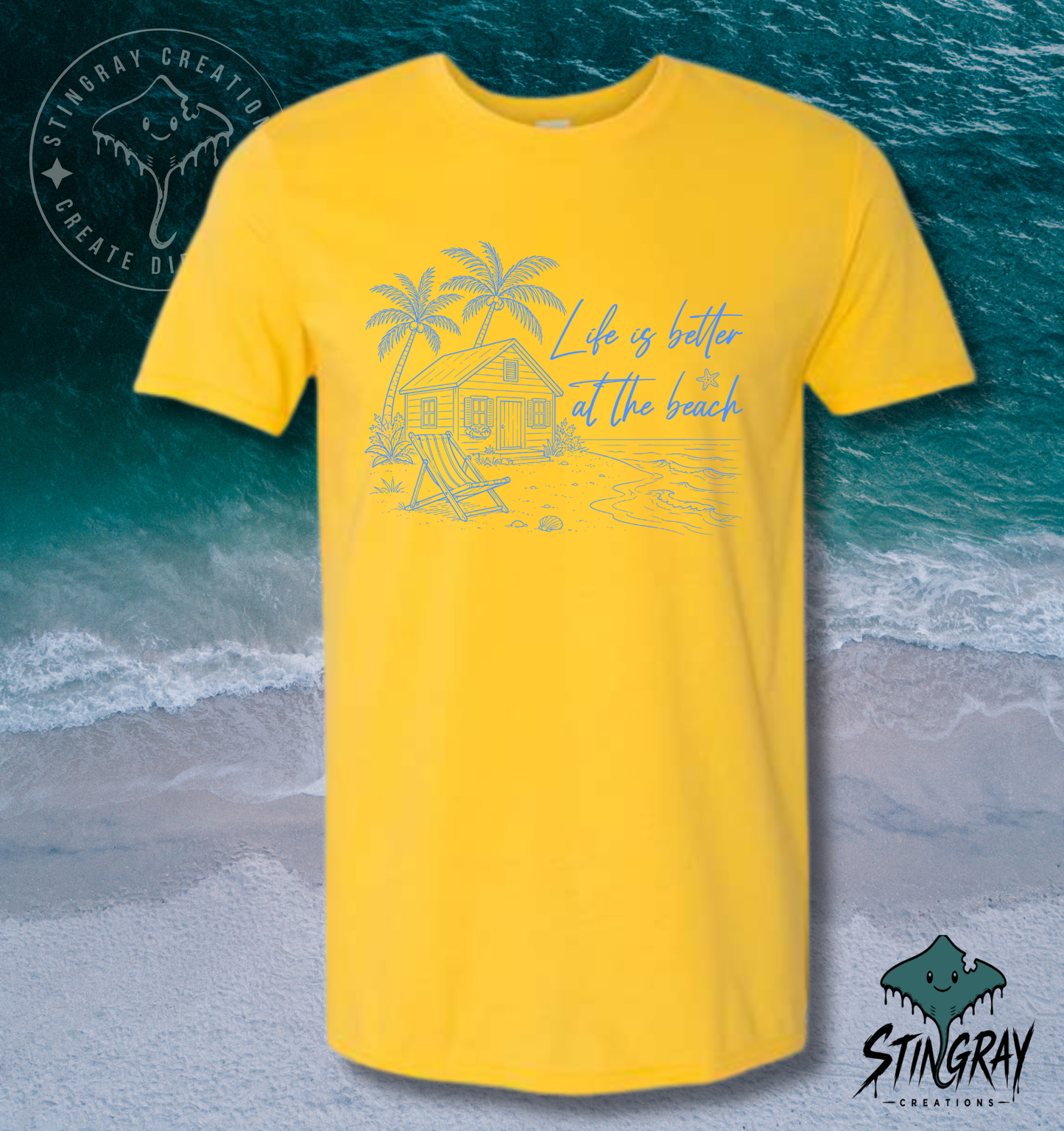 Life Is Better at the Beach T Shirt | Coastal Beach House Graphic Tee | Summer Beach Shirt