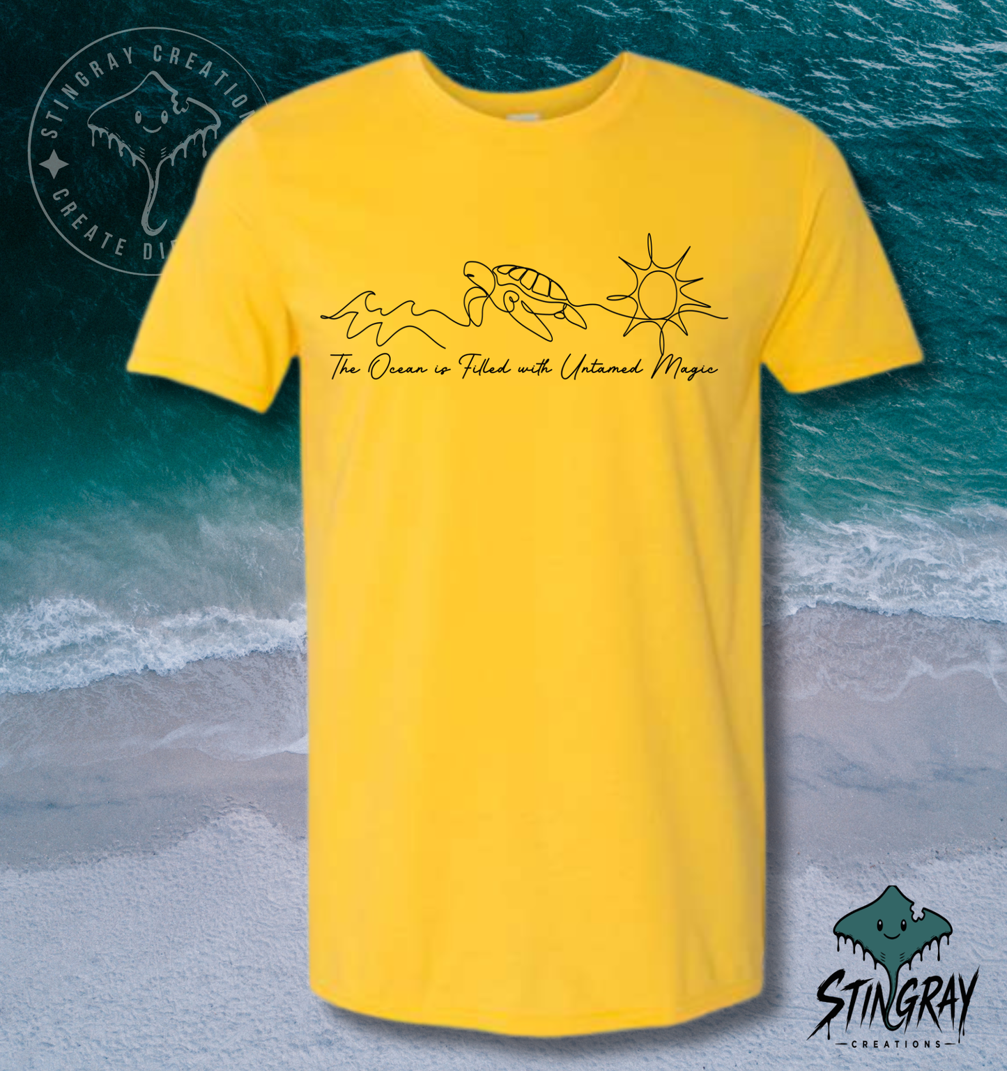 The Ocean Is Filled with Untamed Magic Sea Turtle T Shirt | Coastal Beach Graphic Tee | Ocean Lover Shirt
