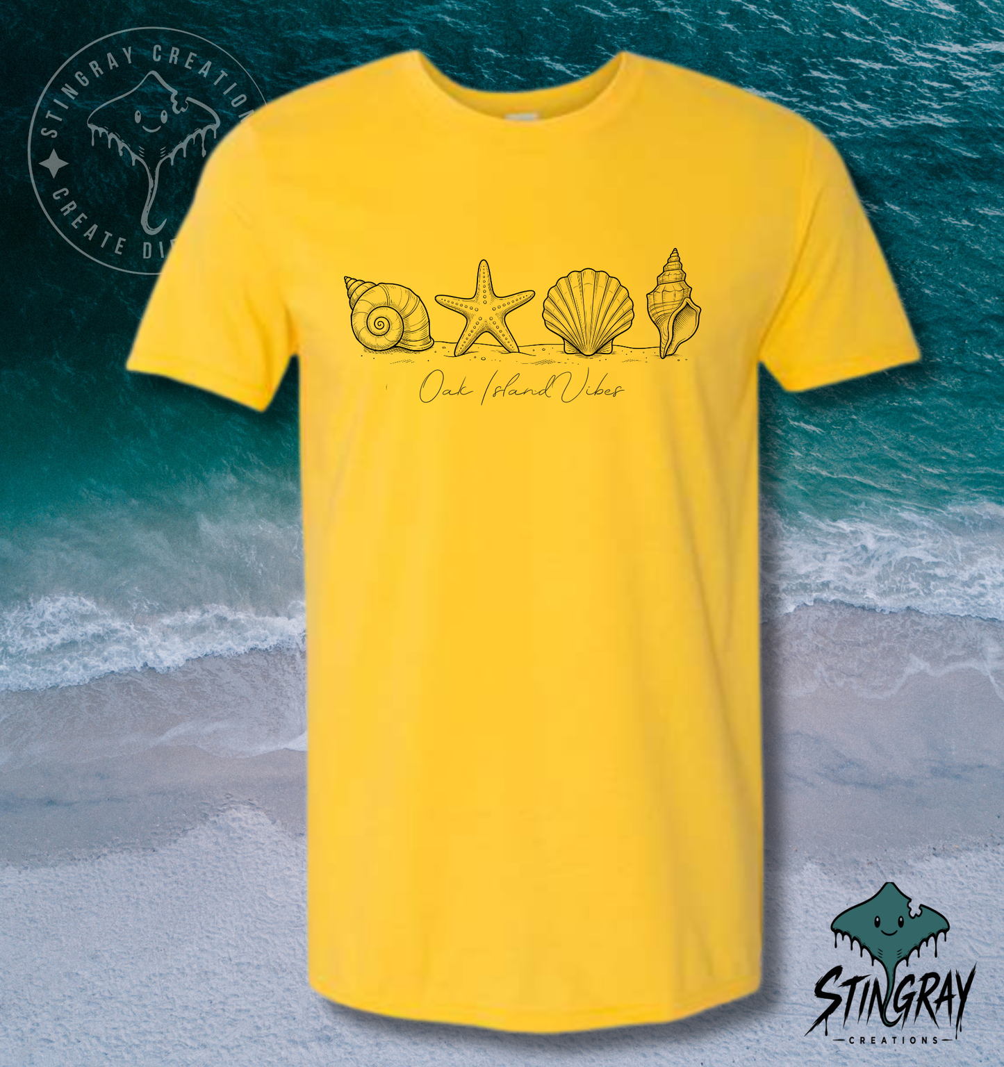 Oak Island Vibes Shirt | Coastal Seashell Graphic Tee | Beach Vacation T Shirt