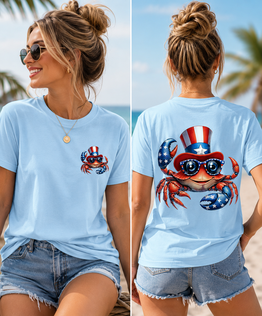Patriotic Crab T-Shirt | Funny 4th of July Beach Shirt | Stingray Creations