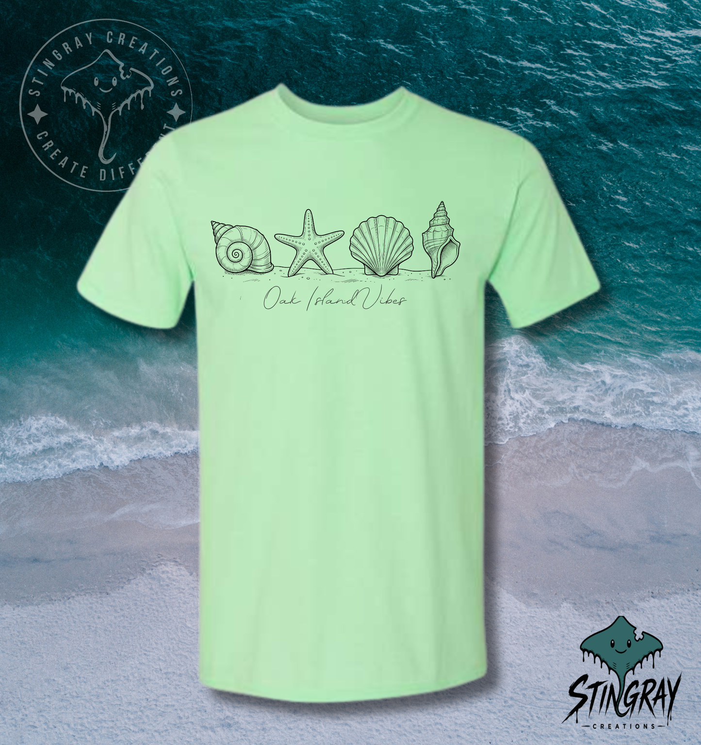 Oak Island Vibes Shirt | Coastal Seashell Graphic Tee | Beach Vacation T Shirt