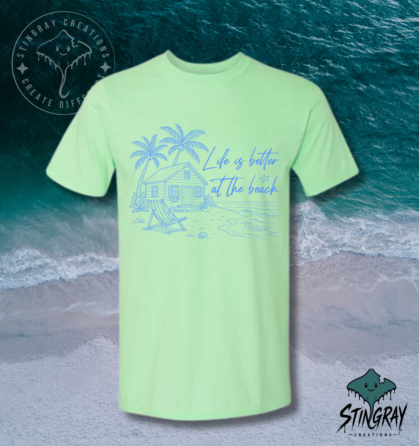 Life Is Better at the Beach T Shirt | Coastal Beach House Graphic Tee | Summer Beach Shirt