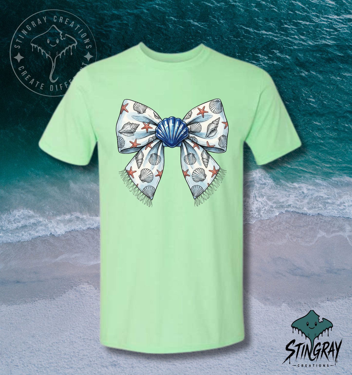 Seashell Bow Shirt | Coastal Bow Graphic Tee | Beach Aesthetic Summer T Shirt