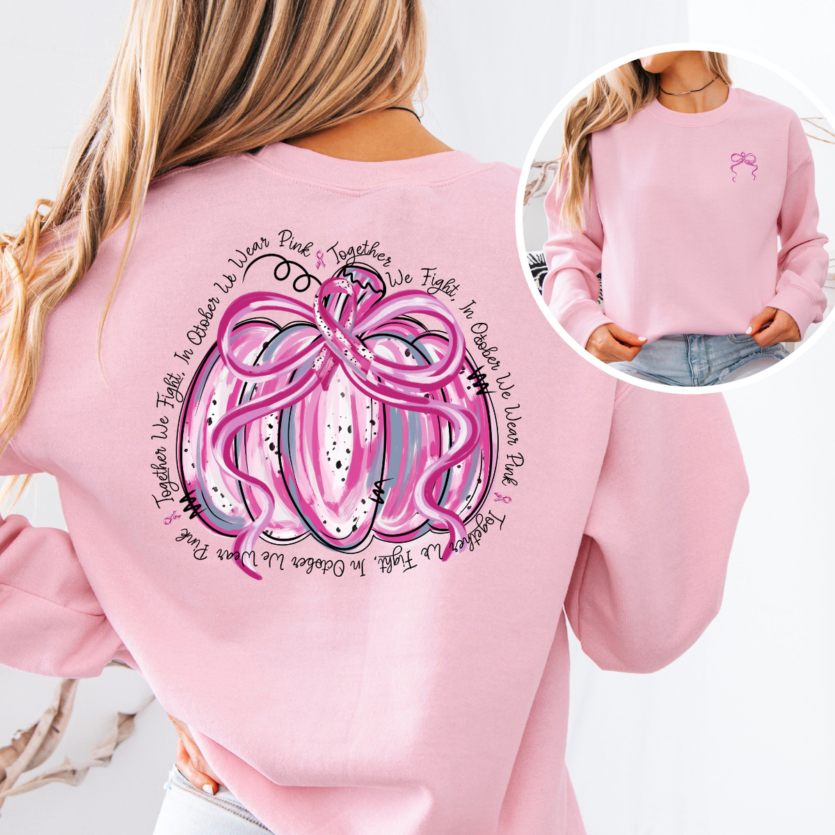 In October We Wear Pink Pumpkin Breast Cancer Awareness T-Shirt & Sweatshirt