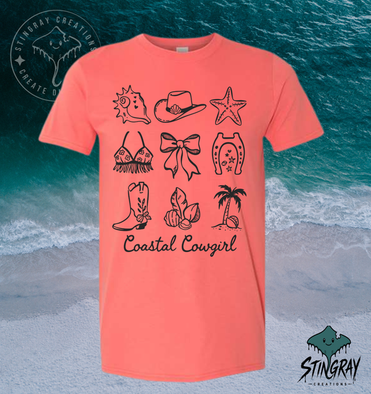Coastal Cowgirl T Shirt | Western Beach Graphic Tee | Summer Cowgirl Shirt