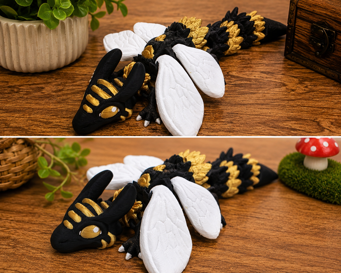3D Printed Articulated Bee Dragon Fidget Toy | Cute Fantasy Bee Collectible