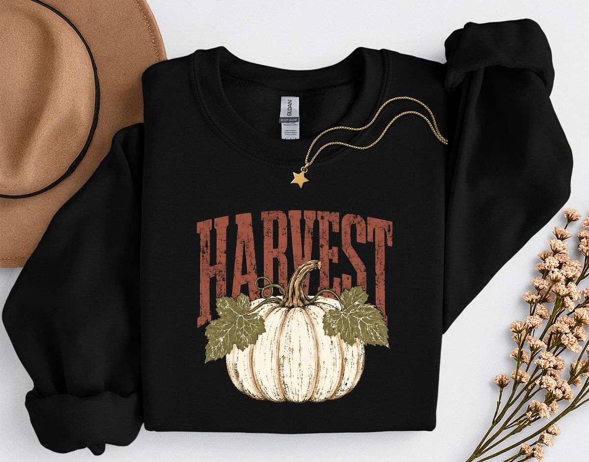 Harvest Pumpkin Crewneck Sweatshirt | Vintage Fall Pumpkin Sweatshirt