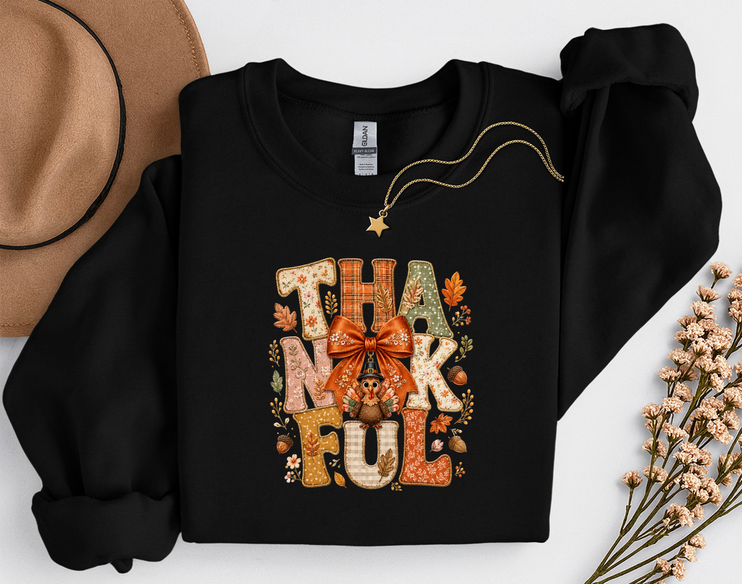Thankful Turkey Fall Crewneck Sweatshirt | Cute Thanksgiving Shirt | Cozy Autumn Graphic Sweatshirt