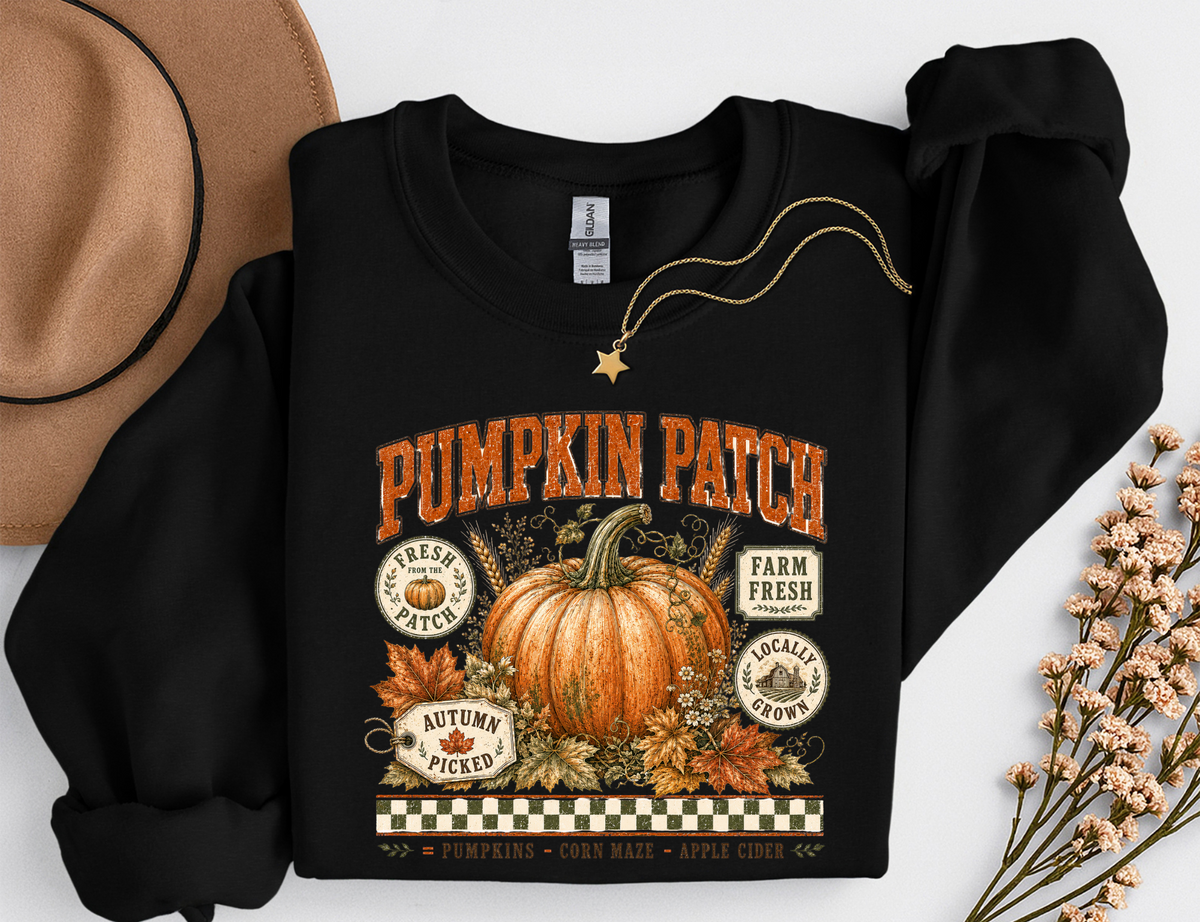Pumpkin Patch Crewneck Sweatshirt | Vintage Fall Pumpkin Sweatshirt | Cozy Autumn Shirt