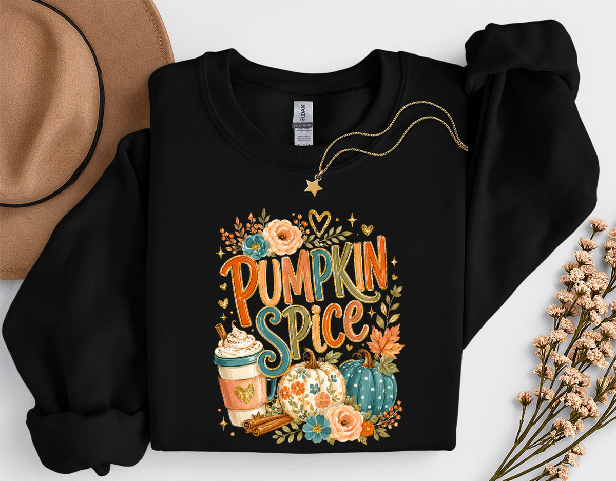 Pumpkin Spice Fall Crewneck Sweatshirt | Cozy Autumn Pumpkin Coffee Shirt
