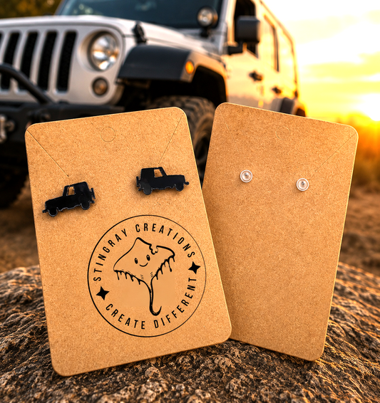 Black Mirror Jeep Stud Earrings | Jeep Lover Earrings | Off Road Jewelry Gift for Women
