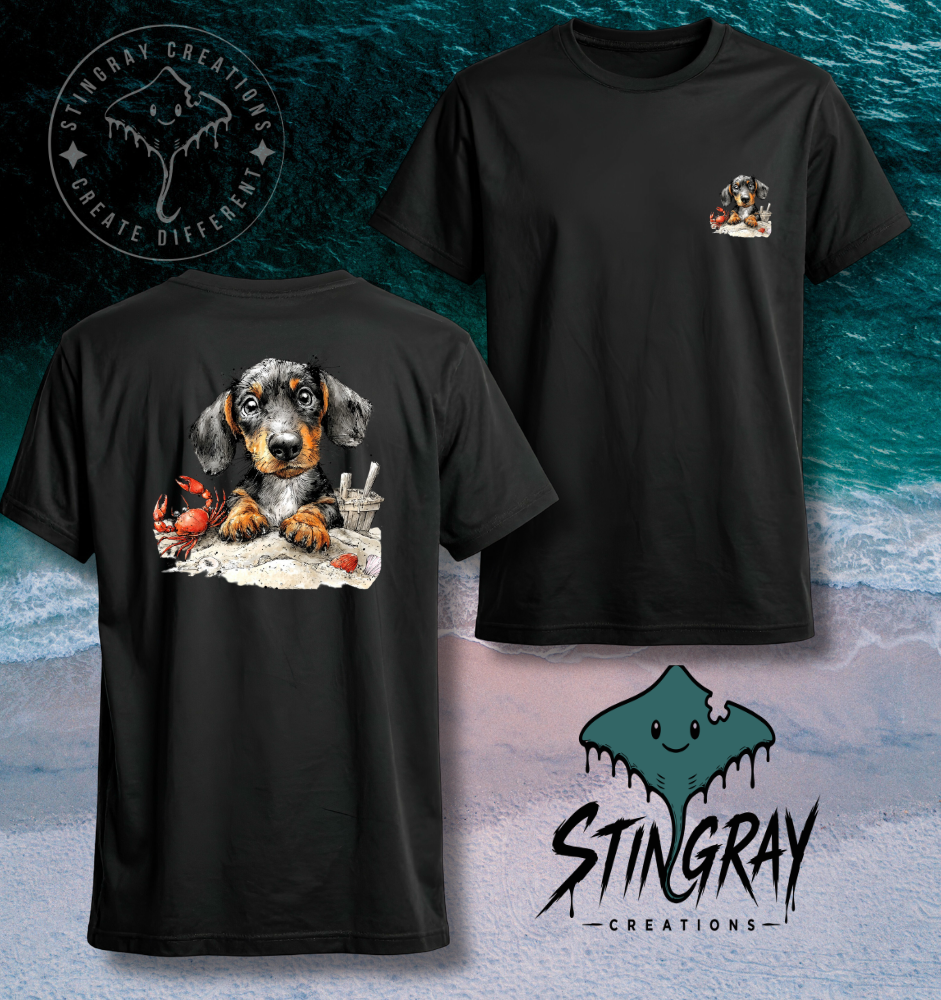 Dachshund Beach Shirt | Cute Wiener Dog Summer Tee | Coastal Dog Graphic T Shirt