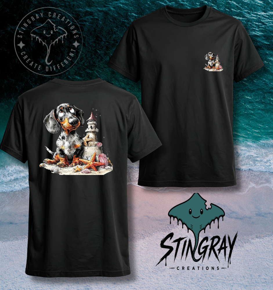 Dachshund Beach Shirt | Coastal Wiener Dog Tee | Lighthouse Dog Graphic T Shirt