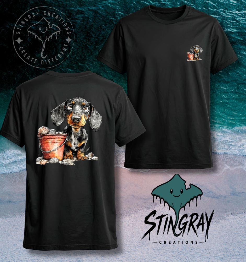 Dachshund Beach Shirt | Cute Wiener Dog Coastal Tee | Summer Dog Graphic T Shirt