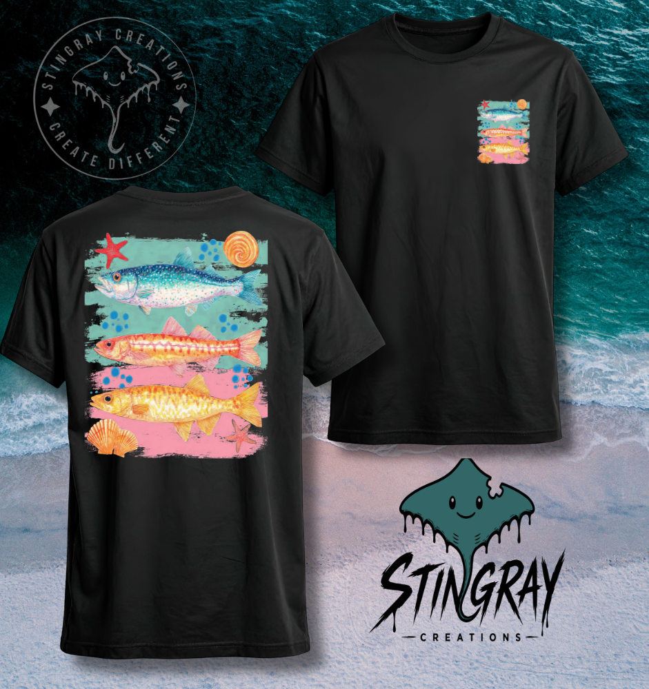 Coastal Fish Graphic Tee | Beach Fishing Shirt | Colorful Coastal Shirt