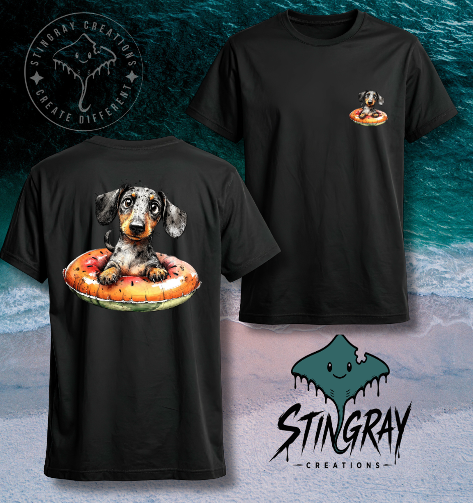 Dachshund Pool Float Shirt | Cute Wiener Dog Summer Tee | Beach Dog Graphic T Shirt