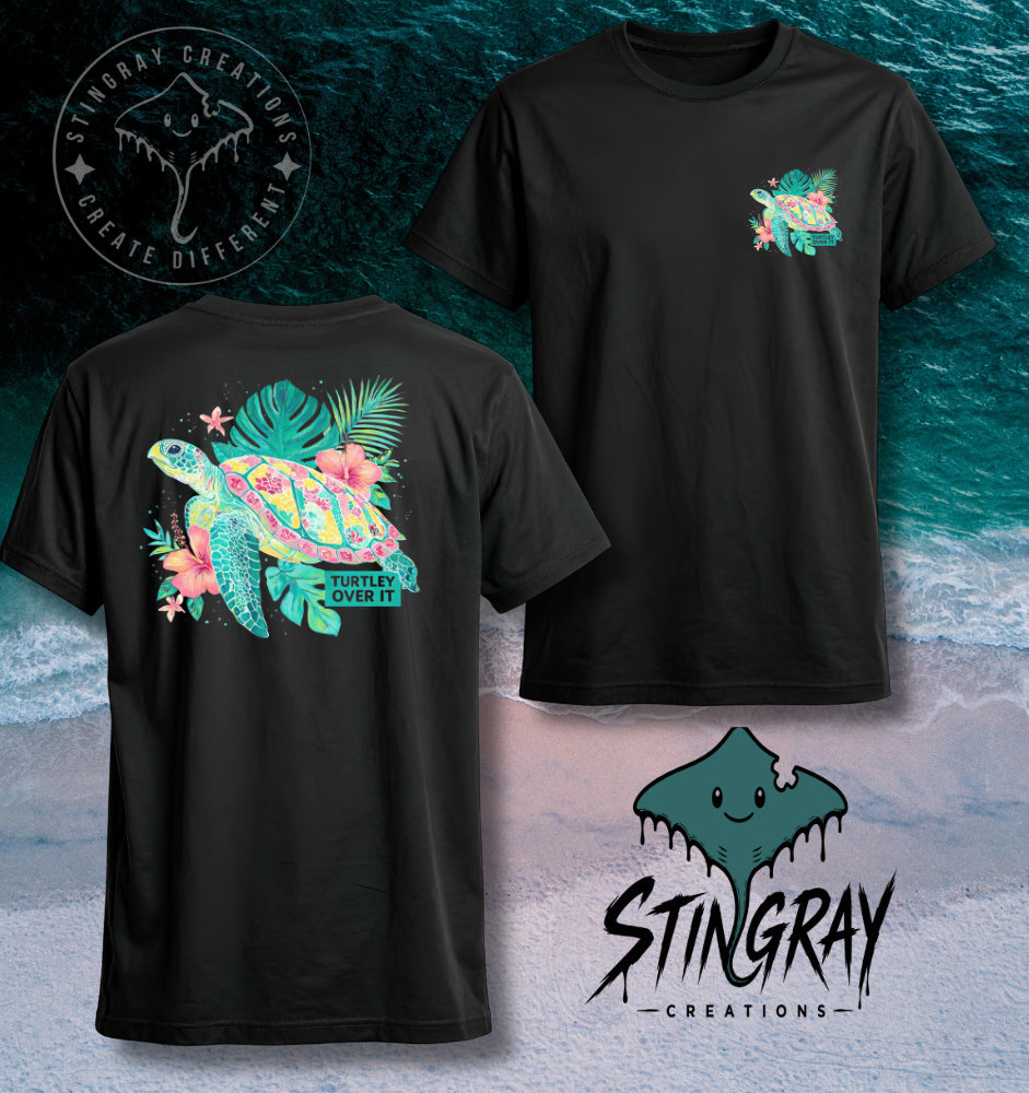 Turtley Over It Shirt | Tropical Sea Turtle Graphic Tee