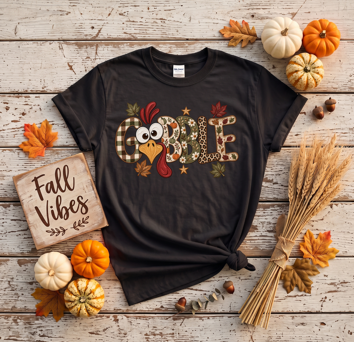 Gobble Turkey Thanksgiving T-Shirt or Sweatshirt | Cute Fall Graphic Apparel