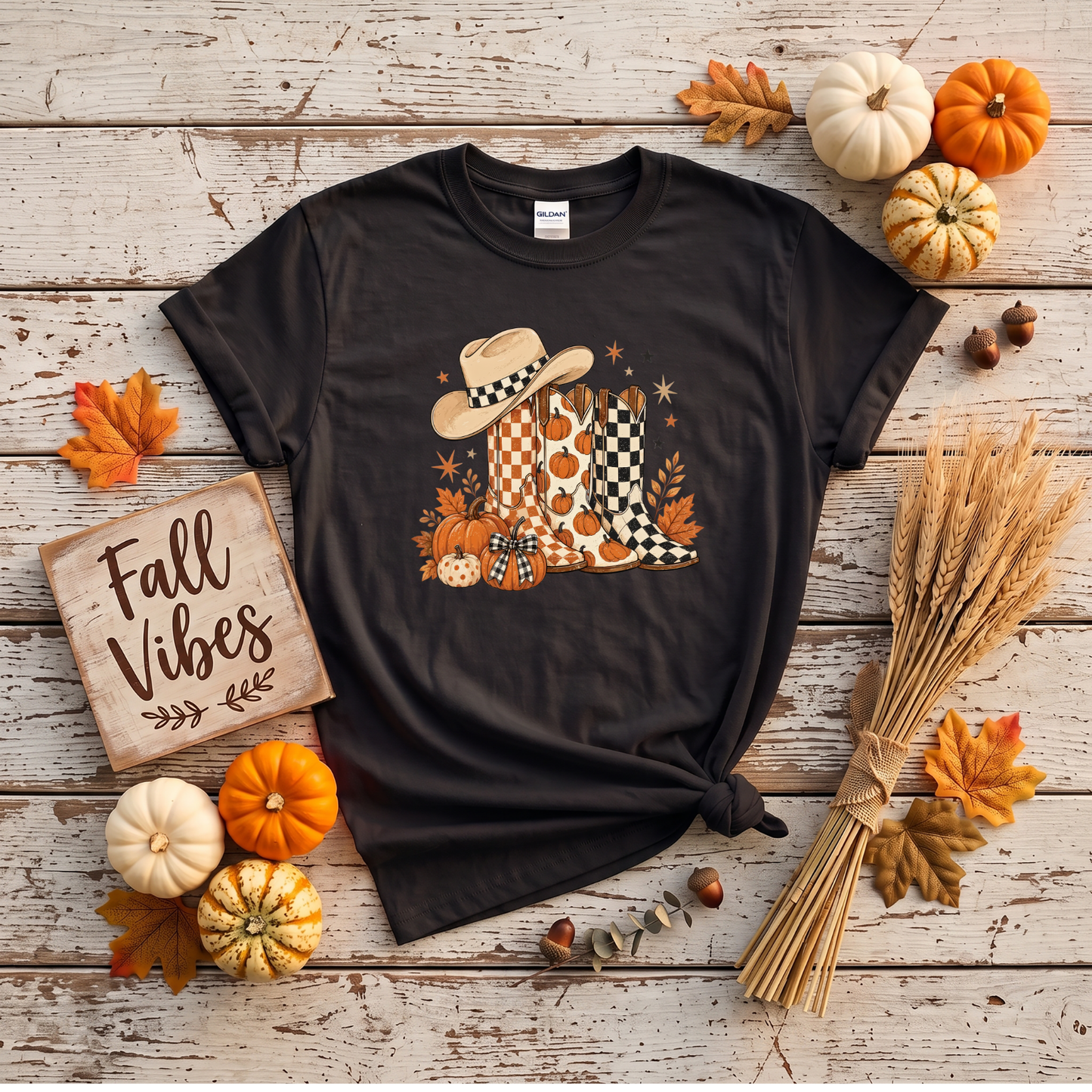 Western Fall Crewneck Sweatshirt | Cowboy Boots & Pumpkins Autumn Sweatshirt | Country Fall Shirt
