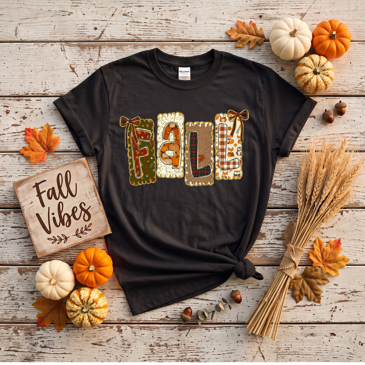 Patchwork Fall Crewneck Sweatshirt | Cozy Autumn Graphic Sweatshirt | Cute Fall Shirt