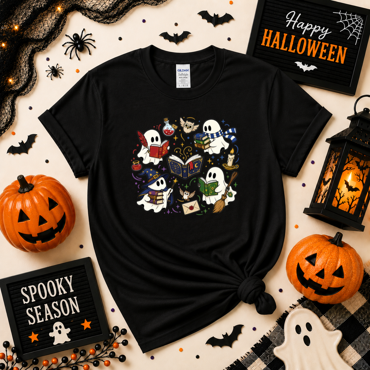 Bookish Ghost Halloween Sweatshirt | Cute Spooky Reading Ghost T-shirt