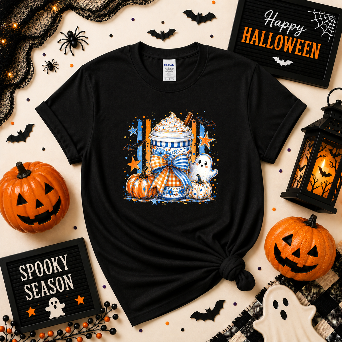 Spooky Coffee Halloween Sweatshirt | Ghost Pumpkin Coffee Graphic Crewneck