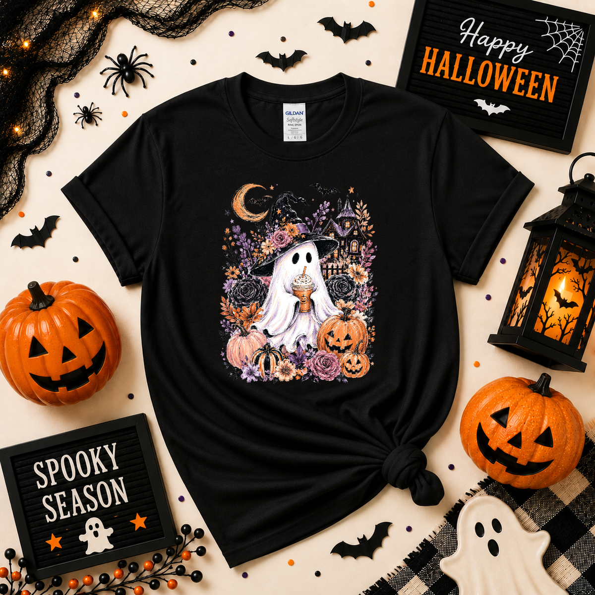 Spooky Ghost Halloween Sweatshirt or T-Shirt | Cute Witch Ghost Shirt
