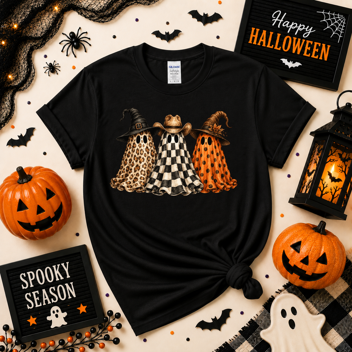 Spooky Ghost Trio Halloween Shirt | Western Ghost T-Shirt or Sweatshirt