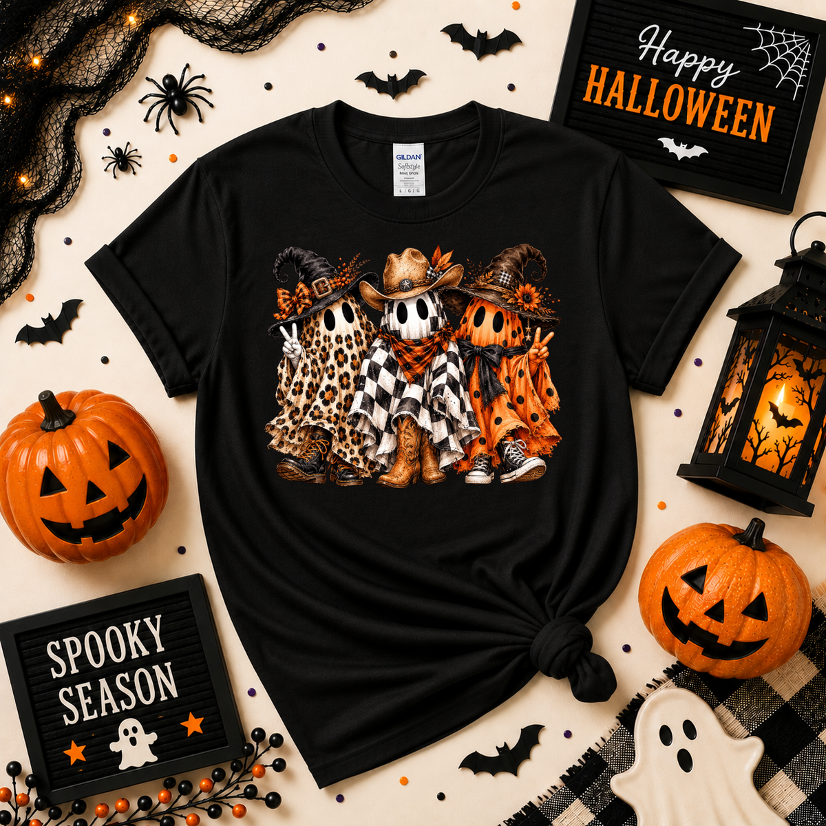 Spooky Ghost Besties Halloween Shirt | Western Ghost T-Shirt or Sweatshirt