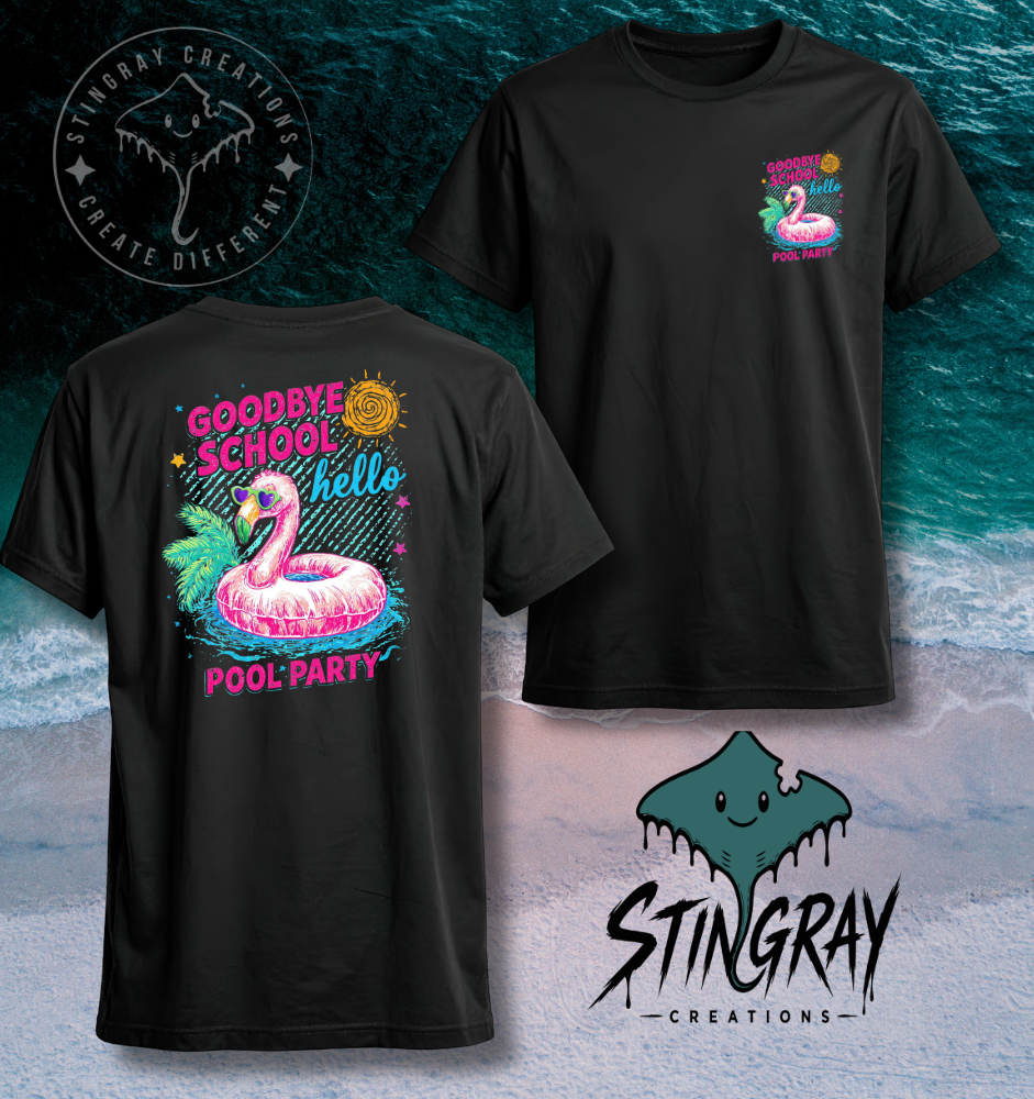 Goodbye School Hello Pool Party Shirt | Flamingo Summer Tee