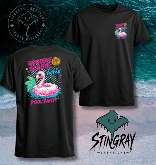 Goodbye School Hello Pool Party Shirt | Flamingo Summer Tee