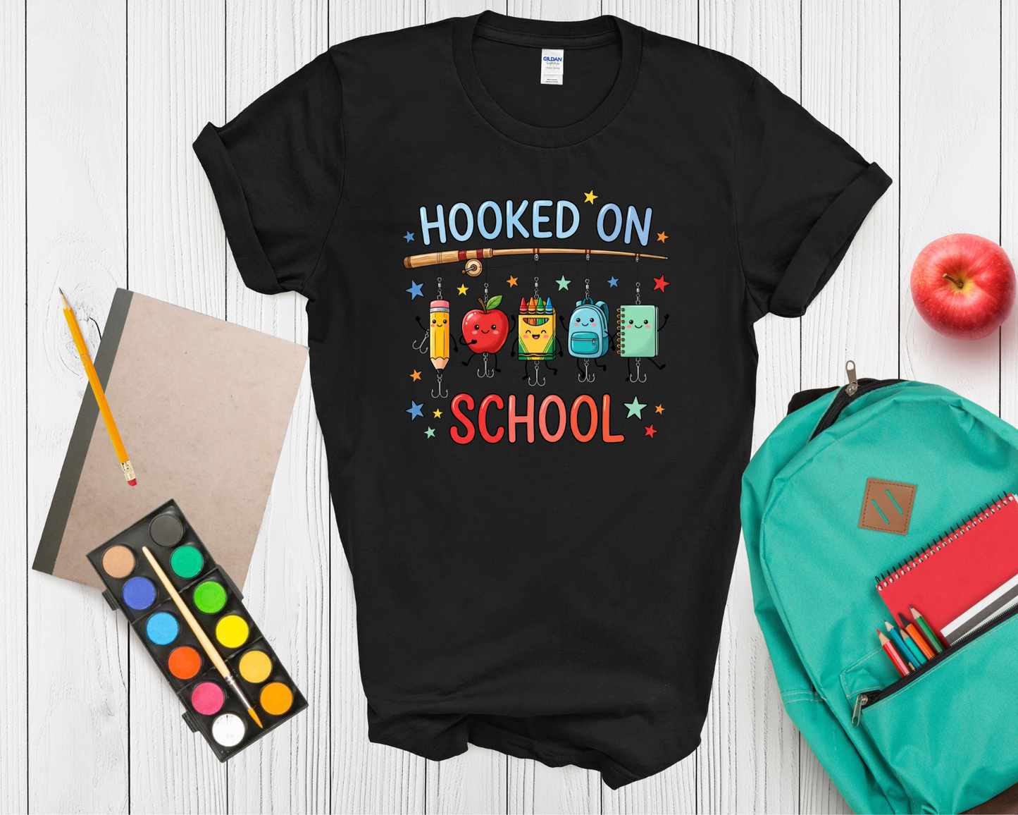 Hooked on School Shirt | Funny Back to School Fishing T Shirt for Kids | First Day of School Tee