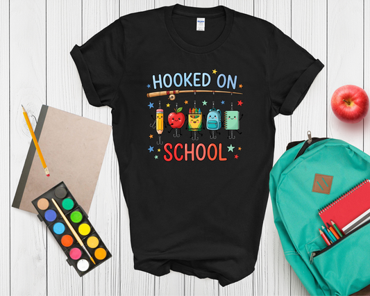 Hooked on School Shirt | Funny Back to School Fishing T Shirt for Kids | First Day of School Tee