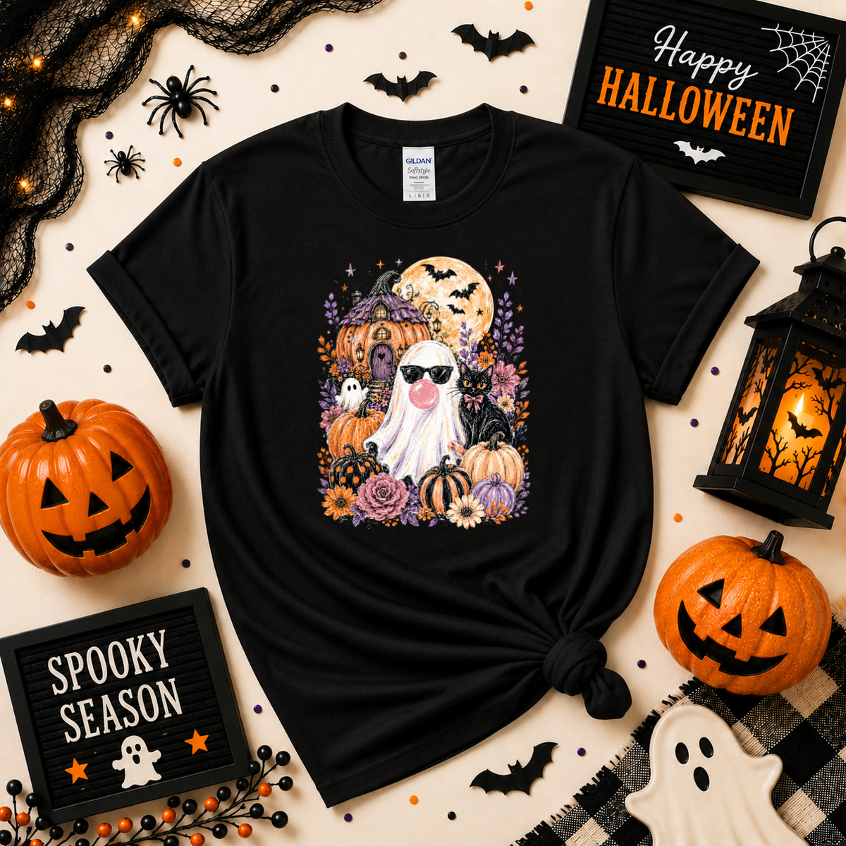 Bubblegum Ghost Halloween Sweatshirt or T-Shirt | Cute Spooky Shirt