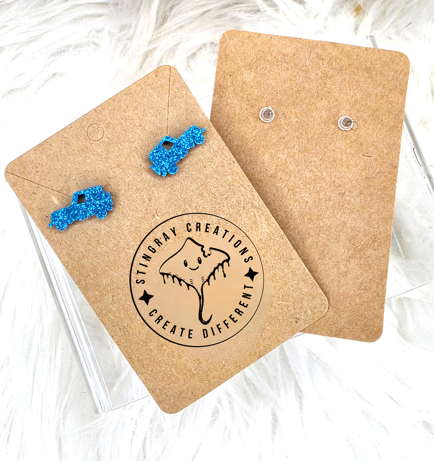 Blue Glitter Jeep Stud Earrings | Jeep Lover Earrings | Off Road Jewelry Gift for Women