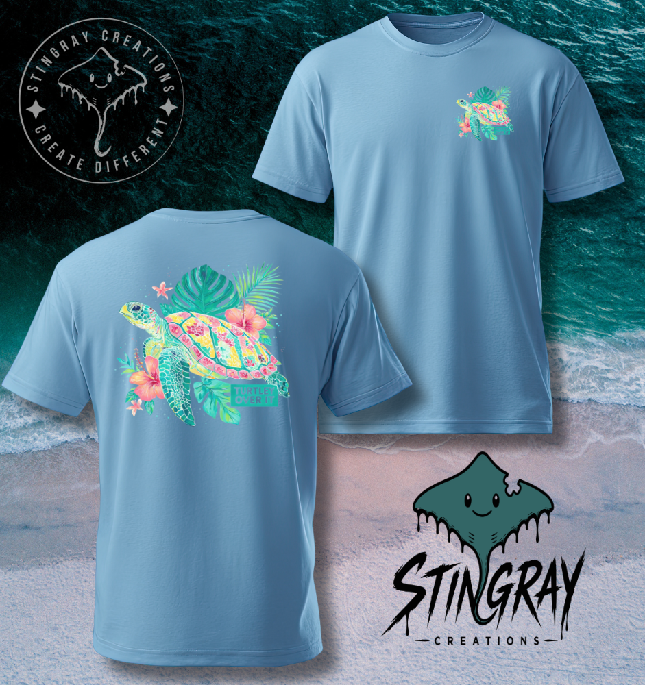 Turtley Over It Shirt | Tropical Sea Turtle Graphic Tee