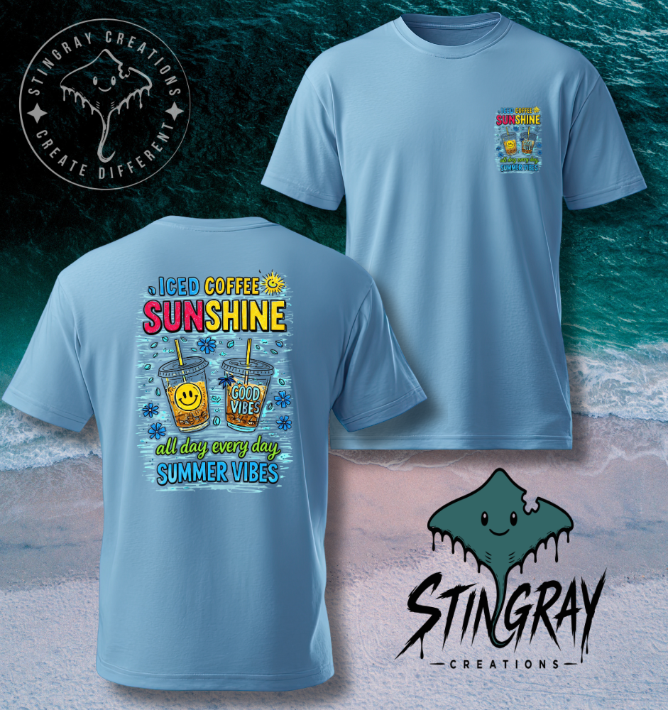 Iced Coffee Summer Shirt | Sunshine Graphic Tee | Cute Coffee Lover Beach Shirt