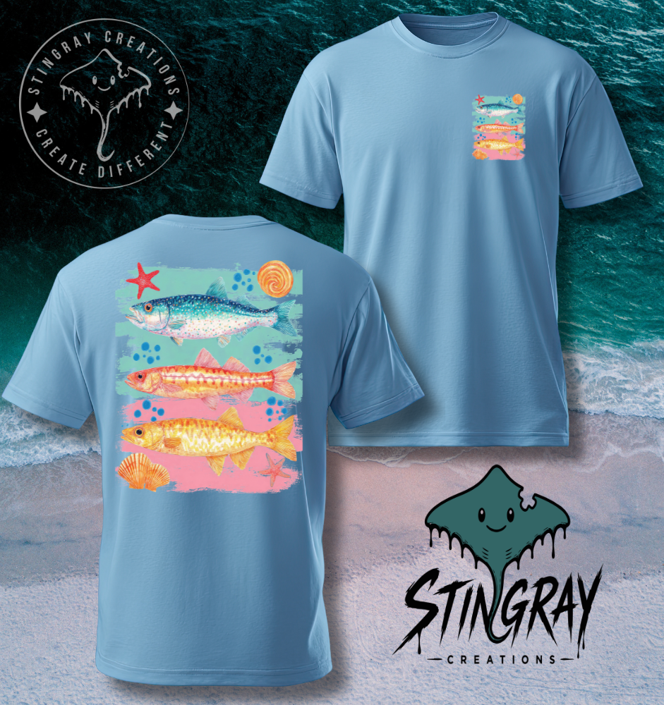 Coastal Fish Graphic Tee | Beach Fishing Shirt | Colorful Coastal Shirt